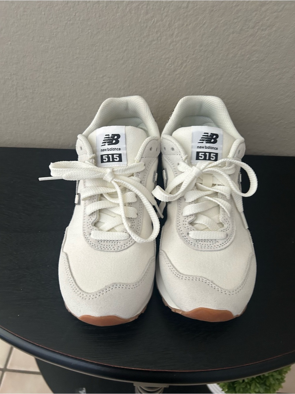 New Balance 515 Women's Sneakers in White with Tan Accents